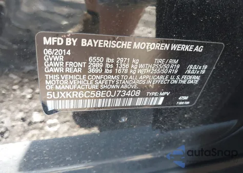 2014 BMW X5 xDrive50I from USA, damaged, VIN 5UXKR6C58E0J73408